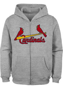St Louis Cardinals Boys Grey Wordmark Long Sleeve Full Zip Hooded Sweatshirt
