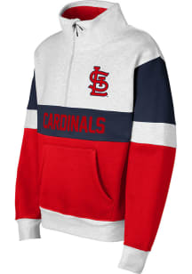 St Louis Cardinals Girls Red Club Trainer Hook Up 1/4 Zip Long Sleeve Hooded Sweatshirt