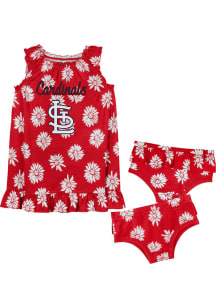 St Louis Cardinals Baby Girls Red Hop Skip Short Sleeve Dress