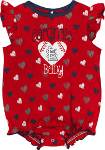 St Louis Cardinals Baby Red Baseball Love Short Sleeve One Piece