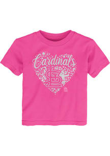 St Louis Cardinals Girls Pink Summer Love Short Sleeve T-Shirt