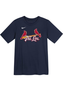 Nike St Louis Cardinals Boys Navy Blue Wordmark City Connect Short Sleeve T-Shirt