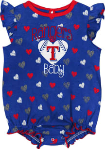 Texas Rangers Baby Blue Baseball Love Short Sleeve One Piece