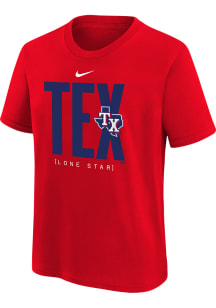Nike Texas Rangers Youth Red Team Score Board Short Sleeve T-Shirt