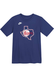 Nike Texas Rangers Boys Blue Cooperstown Team Logo Short Sleeve T-Shirt