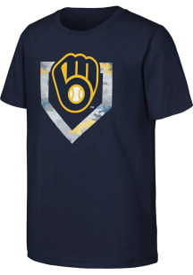 Milwaukee Brewers Youth Navy Blue Tech Camo Short Sleeve T-Shirt