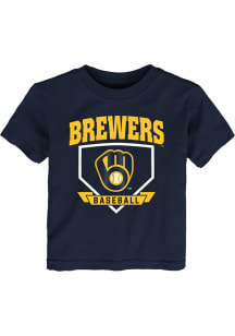 Milwaukee Brewers Toddler Navy Blue Home Runner Short Sleeve T-Shirt