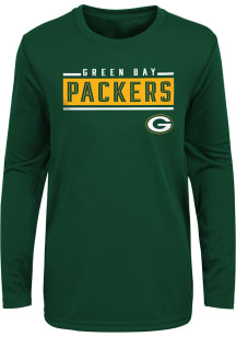 Green Bay Packers Youth Green Amped Up Long Sleeve T-Shirt