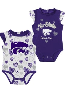 K-State Wildcats Baby Purple Happy Hearts Design Set One Piece