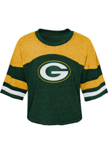 Green Bay Packers Girls Green Sunday Fun Day Short Sleeve Fashion T-Shirt