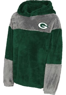 Green Bay Packers Girls Green Ready Set Play Teddy Fleece Long Sleeve Hooded Sweatshirt