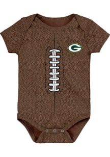 Green Bay Packers Baby Brown Football Short Sleeve One Piece