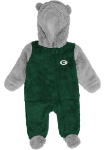 Green Bay Packers Baby Green Game Nap Teddy Fleece Loungewear One Piece Pajamas