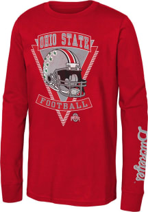 Youth Red Ohio State Buckeyes Helmet Culture Long Sleeve T-Shirt