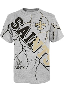 New Orleans Saints Boys Grey Highlights Short Sleeve T-Shirt