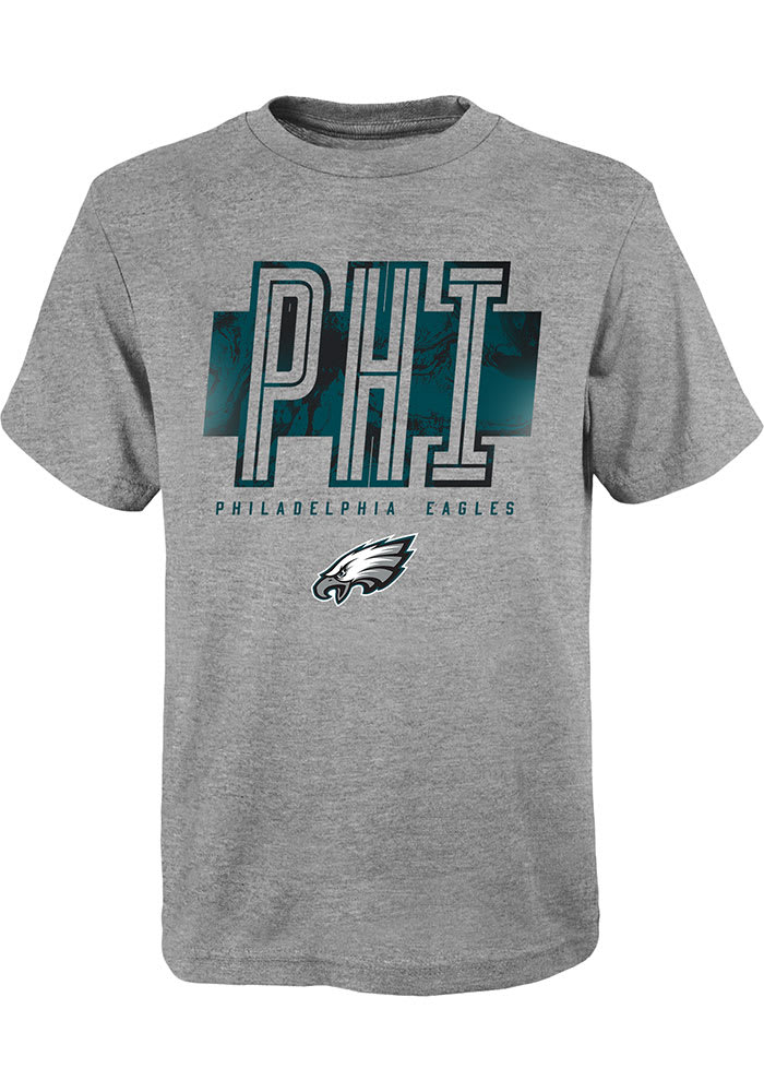 NFL Team Apparel Boys' Philadelphia Eagles Abbreviated Grey T-Shirt