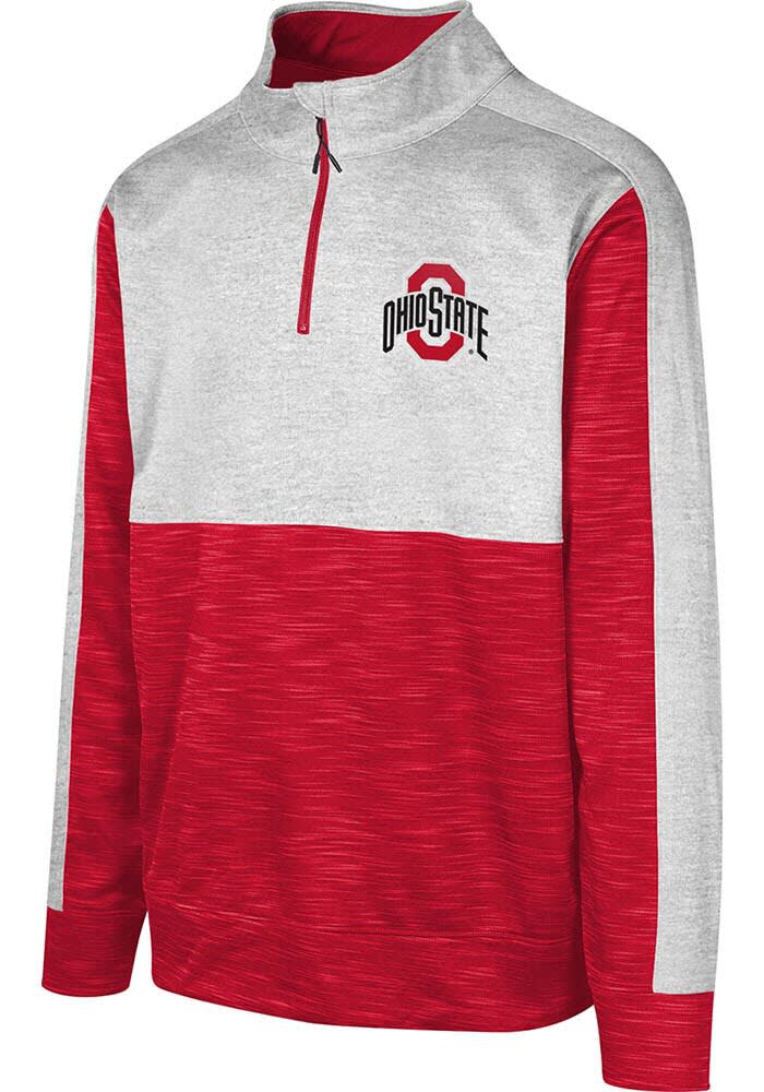 Ohio State Buckeyes Youth Red Tackle Play Long Sleeve Quarter Zip Shirt