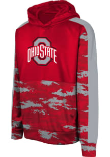 Boys Red Ohio State Buckeyes Pro Drill Perf Long Sleeve Hooded Sweatshirt