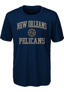 New Orleans Pelicans Youth Navy Blue #1 Design Short Sleeve T-Shirt