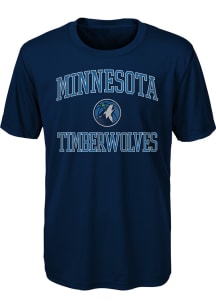 Minnesota Timberwolves Youth Navy Blue #1 Design Short Sleeve T-Shirt
