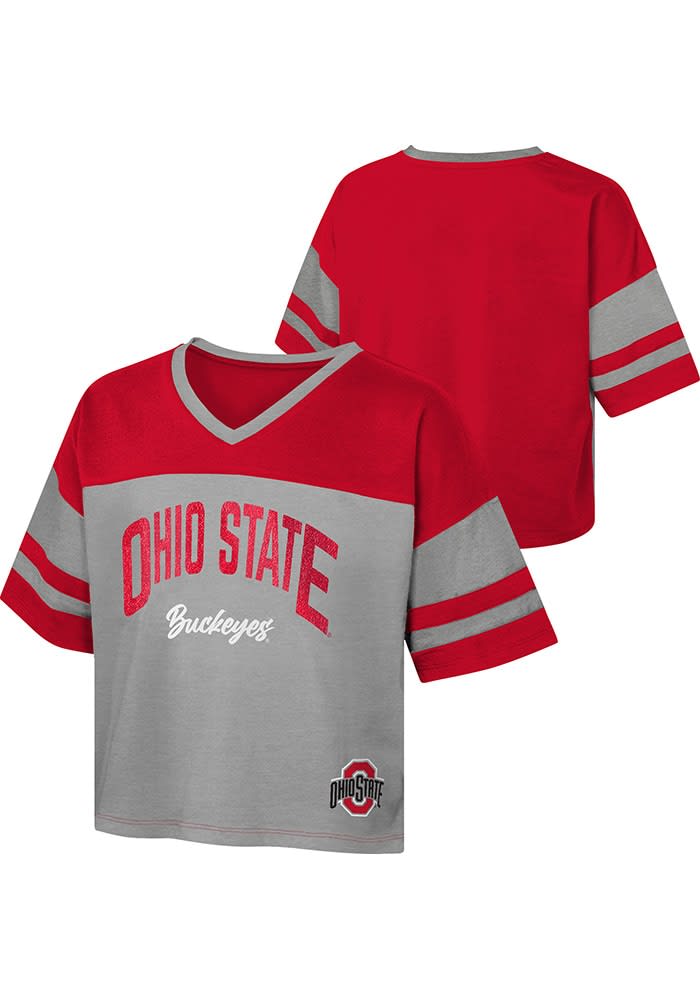 Ohio State Buckeyes Girls Red Play Maker Short Sleeve Fashion T-Shirt