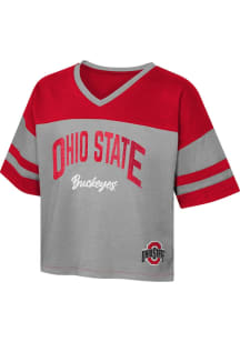 Girls Red Ohio State Buckeyes Play Maker Design Short Sleeve Fashion T-Shirt
