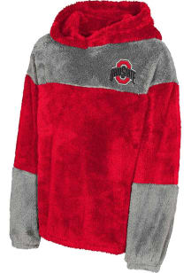 Girls Red Ohio State Buckeyes Ready Set Play Sherpa Long Sleeve Hooded Sweatshirt