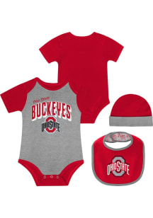 Baby Red Ohio State Buckeyes Dynamic Duo One Piece with Bib Set