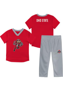 Toddler Red Ohio State Buckeyes Red Zone Mascot SS Top and Bottom Set