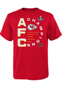 Kansas City Chiefs Youth Red 23 AFC Conf Champ Right Side Short Sleeve T-Shirt