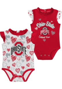 Baby Red Ohio State Buckeyes Happy Hearts One Piece Set