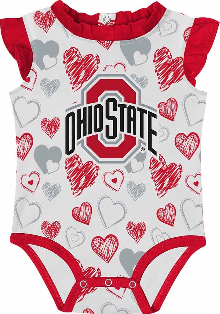 Baby Red Ohio State Buckeyes Happy Hearts One Piece - 133421457
