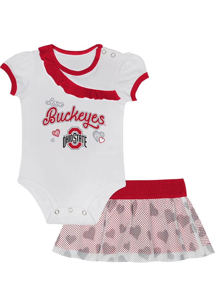 Ohio State Buckeyes Infant Girls Red Love My Team Set Top and Bottom