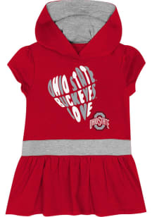 Baby Girls Red Ohio State Buckeyes Team Love Hooded Short Sleeve Dress