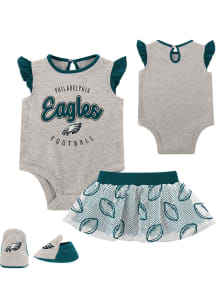 Philadelphia Eagles Infant Girls Grey All Dolled Up Set Top and Bottom