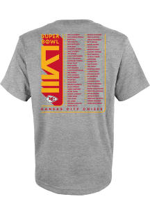 Kansas City Chiefs Youth Grey SB LVIII Bound Team Roster Short Sleeve T-Shirt
