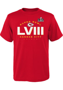 Kansas City Chiefs Youth Red SB LVIII Bound Made It Short Sleeve T-Shirt