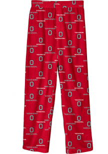 Boys Red Ohio State Buckeyes All Over Logo Printed Loungewear Sleep Pants