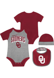 Oklahoma Sooners Baby Cardinal Dynamic Duo Set One Piece with Bib