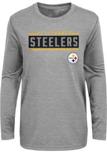 Pittsburgh Steelers Boys Grey Amped Up Long Sleeve T-Shirt