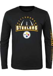 Pittsburgh Steelers Boys Black Red Zone Long Sleeve T-Shirt