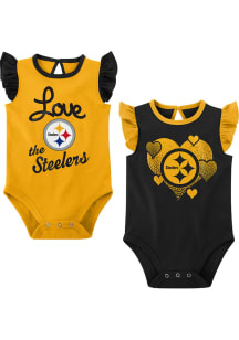 Pittsburgh Steelers Baby Black Spread The Love Set One Piece