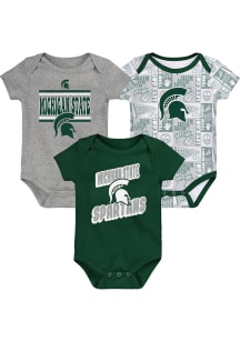 Baby Green Michigan State Spartans Sunday Commics 3PK SS Design One Piece Set