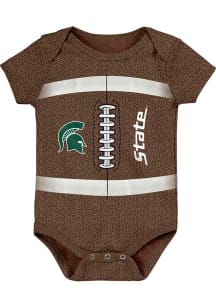 Baby Brown Michigan State Spartans Football Short Sleeve One Piece