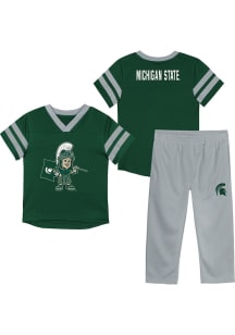 Infant Green Michigan State Spartans Red Zone Mascot SS Top and Bottom Set