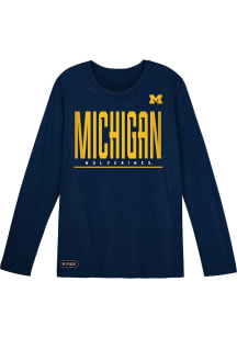 Boys Navy Blue Michigan Wolverines Pumped Up Long Sleeve T-Shirt