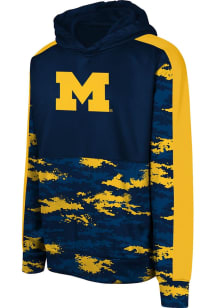 Youth Blue Michigan Wolverines Pro Drill Long Sleeve Hood