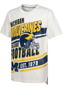 Youth Oatmeal Michigan Wolverines Lets Get Loud Fball Short Sleeve T-Shirt