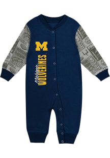 Baby Navy Blue Michigan Wolverines Play Book Long Sleeve One Piece