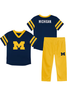 Infant Navy Blue Michigan Wolverines Red Zone Mascot SS Top and Bottom Set